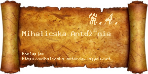 Mihalicska Antónia névjegykártya